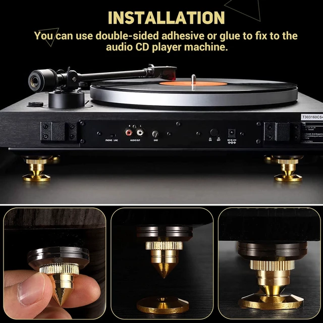 Alt view image 6 of 7 - Adjustable Speaker Isolation Spikes, 4 Pack Speaker Isolation Feet Anti Vibration Audio Feet for Subwoofer, Turntable, Amplifier, Speaker Stands & Home Audio Equipment Reduced Resonance