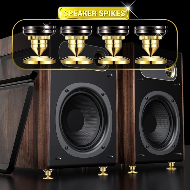 Alt view image 5 of 7 - Adjustable Speaker Isolation Spikes, 4 Pack Speaker Isolation Feet Anti Vibration Audio Feet for Subwoofer, Turntable, Amplifier, Speaker Stands & Home Audio Equipment Reduced Resonance