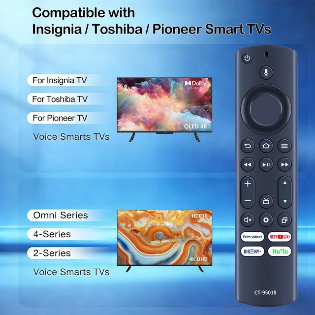 Alt view image 2 of 7 - CT-95018 Replacement Remote Control for Toshiba/Insignia/Pioneer LED TV for model4K LED Smart TV 43V35KU 40C350KU 43C350KU 50C350KU 55C350KU NS-24F202NA22 NS-42F201NA22 NS-55F301NA22 NS-70F501NA22