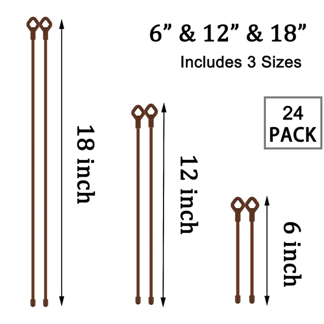 Alt view image 2 of 6 - Twist Ties - Silicone Cable Ties with Holes, Rubber Twist Ties for Cords, 24PK (6inch, 12inch, 18inch) Reusable Gear Ties for Bundling and Holding, Indoor and Outdoor Use(Brown)