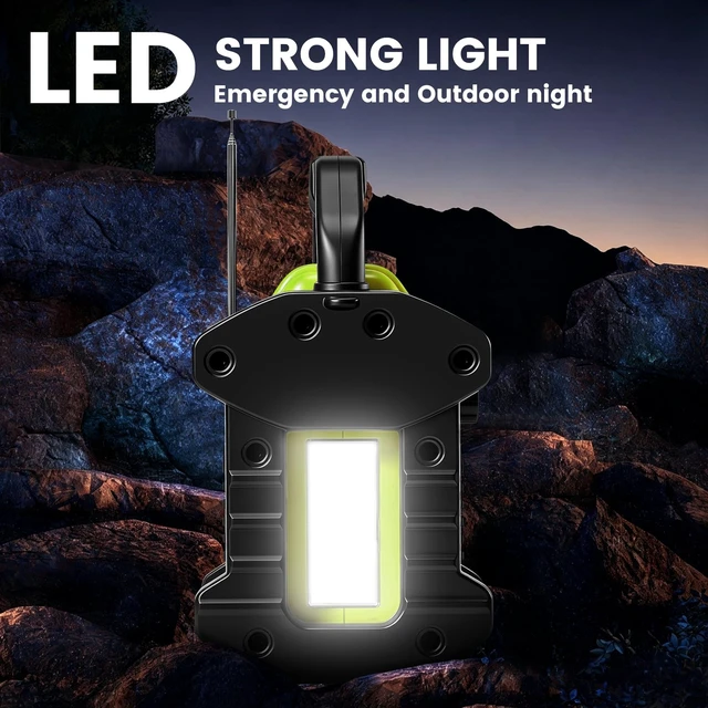 Alt view image 5 of 7 - Outdoor Radios Waterproof Jobsite Speaker, 30W IPX 66 8000mAh Battery, Cell Phone Charging, Portable with LED Lights, Portable FM Clock Radio for Outdoor/Work/Garage (Green)