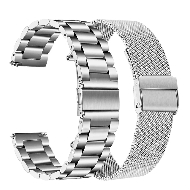 Main image of Women Band Sets for Vivoactive 6 5 3 Smart Watch, 20mm Solid Stainless Steel Watchband + Mesh Strap for Garmin Venu Sq 2 / Forerunner 570 42mm / Vivomove 3 Luxe Style Trend
