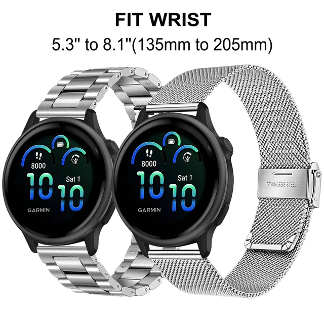 Alt view image 2 of 7 - Women Band Sets for Vivoactive 6 5 3 Smart Watch, 20mm Solid Stainless Steel Watchband + Mesh Strap for Garmin Venu Sq 2 / Forerunner 570 42mm / Vivomove 3 Luxe Style Trend