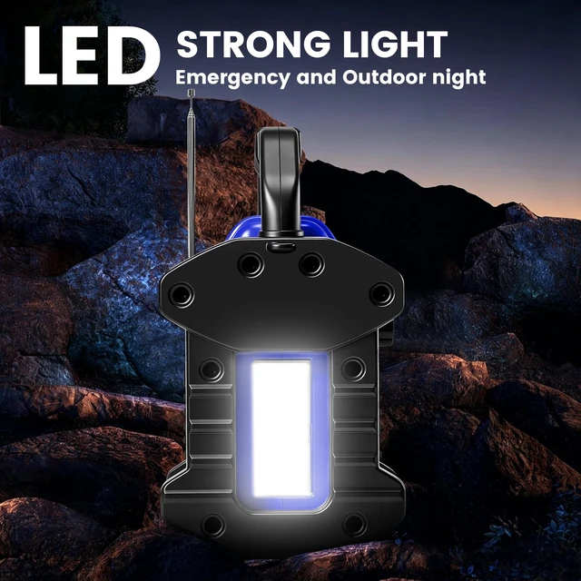 Alt view image 5 of 7 - Outdoor Radios Waterproof Bluetooth Speaker 8000mAh Battery 30W IPX 66, Cell Phone Charging, Portable with LED Lights, Anticollision Fm Clock Radios for Workshop/Outdoor/Camping (Blue)