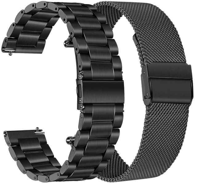 Main image of Women Band Sets for Vivoactive 6 5 3 Smart Watch, 20mm Solid Stainless Steel Watchband + Mesh Strap for Garmin Venu Sq 2 / Forerunner 570 42mm / Vivomove 3 Luxe Style Trend