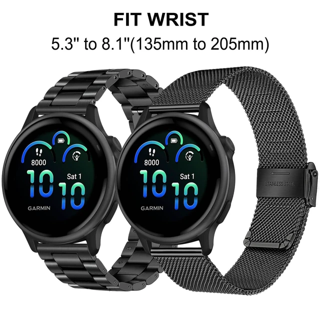 Alt view image 2 of 7 - Women Band Sets for Vivoactive 6 5 3 Smart Watch, 20mm Solid Stainless Steel Watchband + Mesh Strap for Garmin Venu Sq 2 / Forerunner 570 42mm / Vivomove 3 Luxe Style Trend