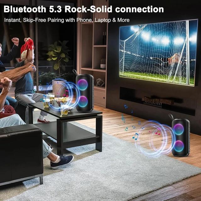 Alt view image 4 of 7 - Portable Bluetooth Speaker, 30W Powerful Sound with Bass,Wireless TWS Pairing, Colorful RGB Lights, IPX7 Waterproof, 24H Playtime, Outdoor for Camping/Home/Party/Beach