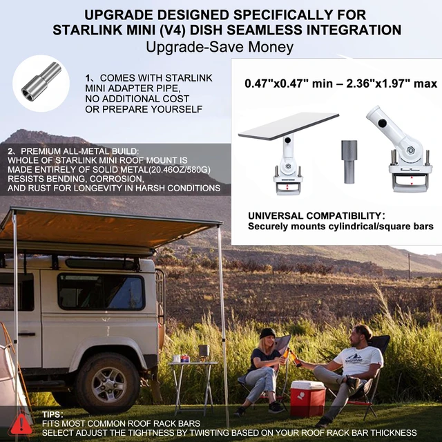 Alt view image 3 of 7 - 180°Adjust Starlink Mini Mount with Connect PipeWindproof Stable Signal Durable ALL-METAL Customized for Outdoor Starlink Pole Mount;Starlink Mini Accessories for RV,Car Roof,Camper,boats, White