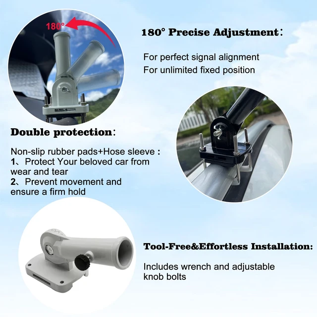 Alt view image 4 of 7 - 180°Adjust Starlink Mini Mount with Connect PipeWindproof Stable Signal Durable ALL-METAL Customized for Outdoor Starlink Pole Mount;Starlink Mini Accessories for RV,Car Roof,Camper,boats, White