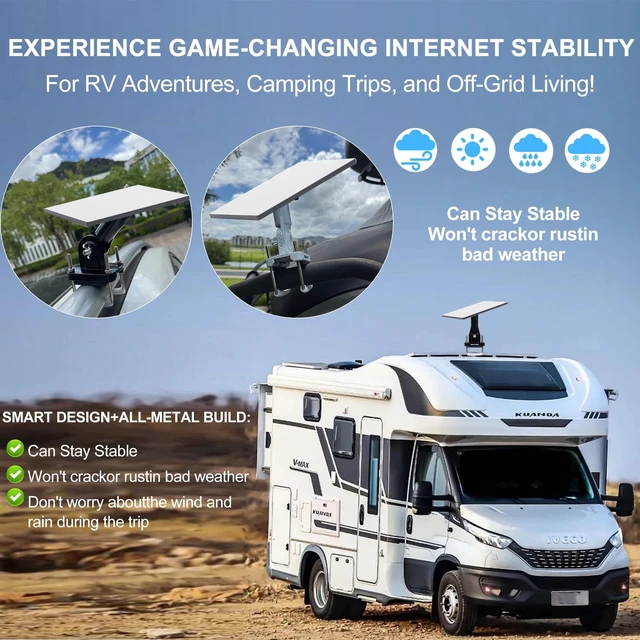 Alt view image 5 of 7 - 180°Adjust Starlink Mini Mount with Connect PipeWindproof Stable Signal Durable ALL-METAL Customized for Outdoor Starlink Pole Mount;Starlink Mini Accessories for RV,Car Roof,Camper,boats, White