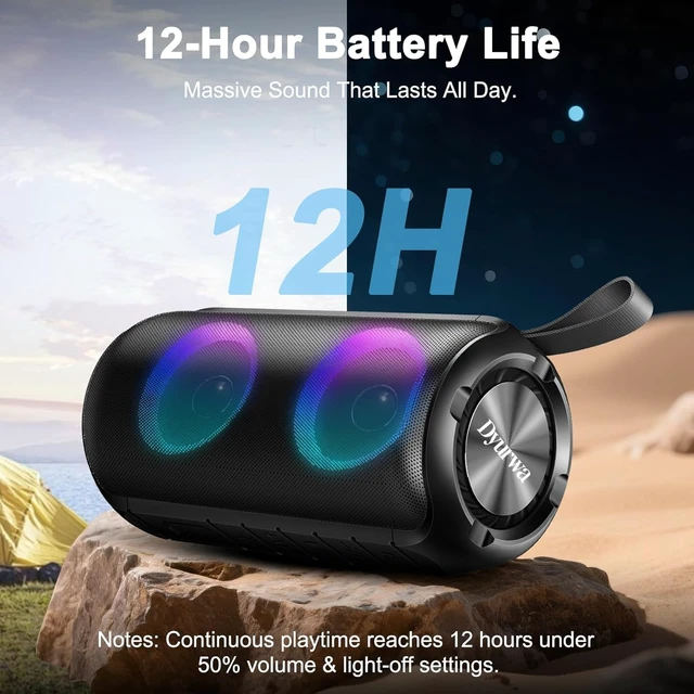 Alt view image 7 of 7 - Portable Bluetooth Speaker, 30W Powerful Sound with Bass,Wireless TWS Pairing, Colorful RGB Lights, IPX7 Waterproof, 24H Playtime, Outdoor for Camping/Home/Party/Beach
