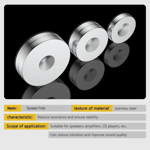 Alt view image 6 of 6 - HiFi Speaker Stand Feet Pads, 25x10mm, Stainless Steel Speaker Isolation Feet for DVD/Amplifier/Turntables/Subwoofer