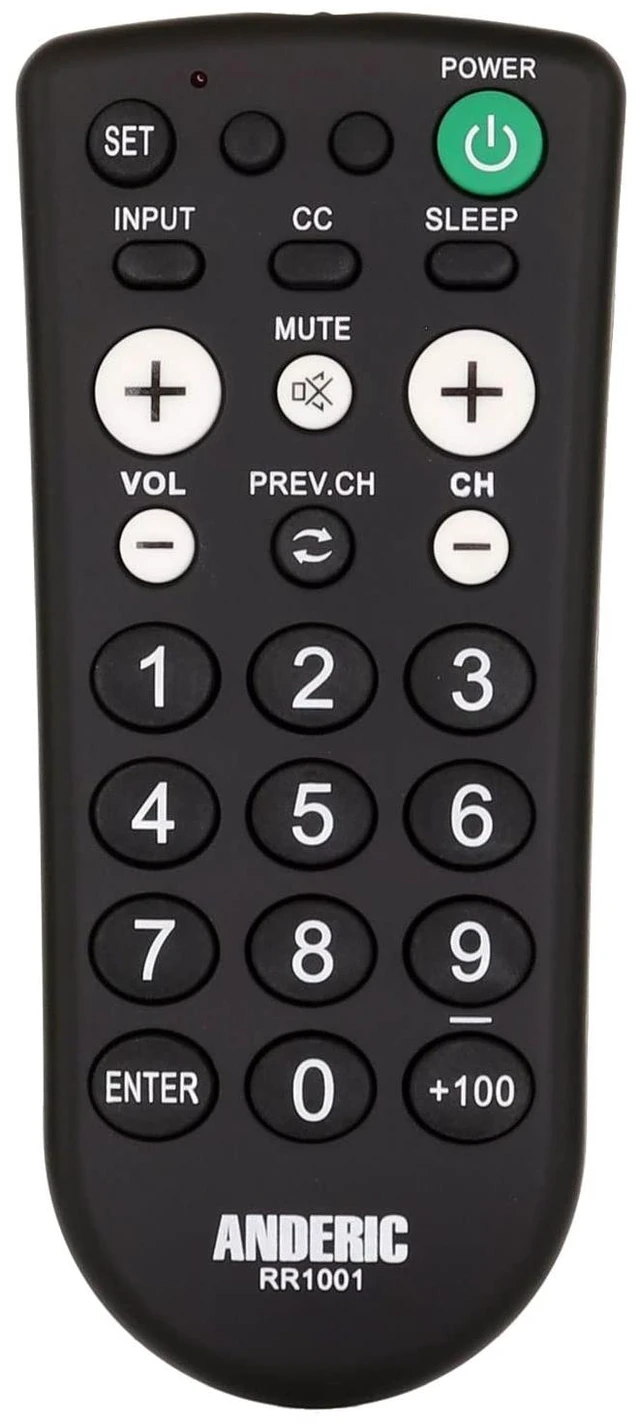 Main image of RR1001 Simple TV Universal Remote - Works All Brands Great for Hotels and Hospitality Rooms - Simple Universal Remote