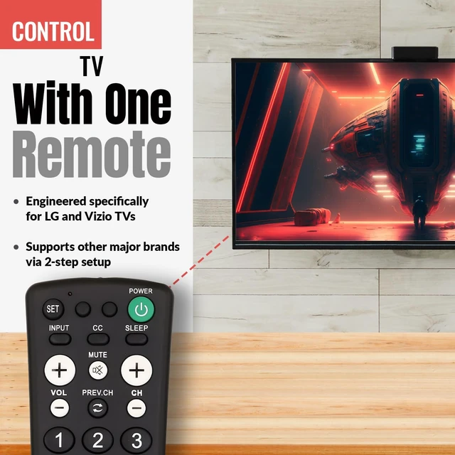 Alt view image 4 of 7 - RR1001 Simple TV Universal Remote - Works All Brands Great for Hotels and Hospitality Rooms - Simple Universal Remote