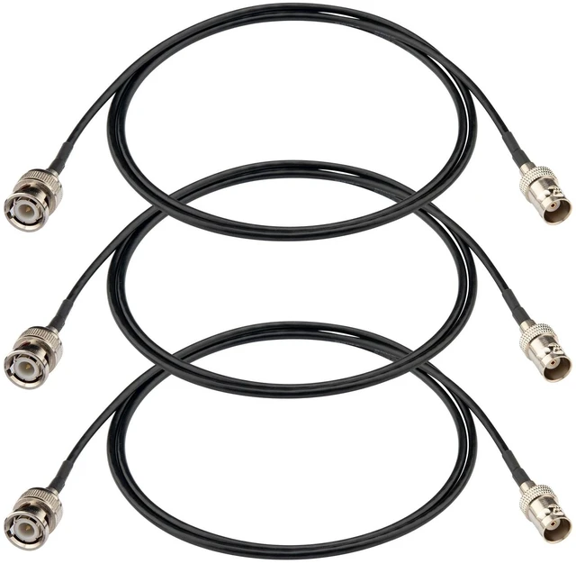Main image of 3-Pack BNC Male to Female Extension 3ft RG174 50 Ohm For scanner, wireless microphone receiver, broadcast video, camera, ham radio