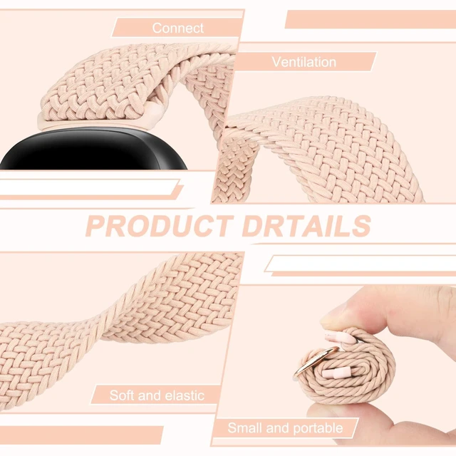 Alt view image 3 of 6 - 6 Packs Elastic Nylon Bands Compatible with Fitbit Versa 4 / Fitbit Sense 2 / Fitbit Versa 3 / Fitbit Sense, Adjustable Nylon Replacement Straps Wristband for Fitbit Versa 3/4 for Women Men