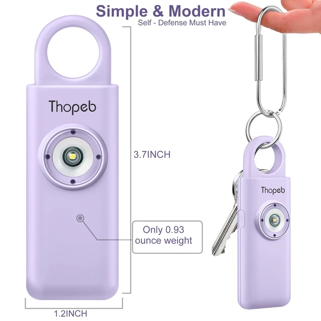 Alt view image 3 of 7 - Personal Safety Alarm for Women Upgraded Rechargeable Strobe with Separate Switch, 135dB Siren, Long-Lasting Protection, Stylish Keychain (Purple)
