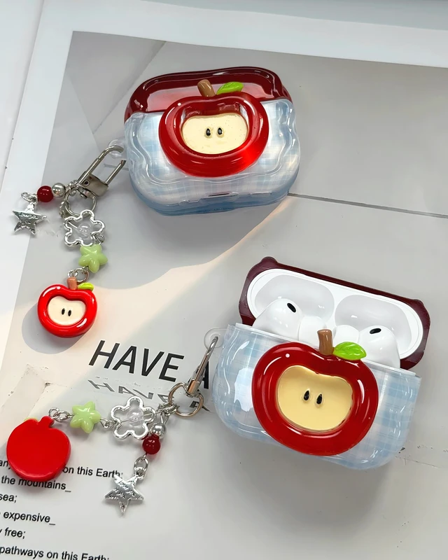 Alt view image 6 of 7 - Compatible with AirPods Pro 2/1 Case Cute Wave Design Shockproof Protective Cover for Girls Women with Keychain Designed for AirPods Pro 2nd/1st Generation
