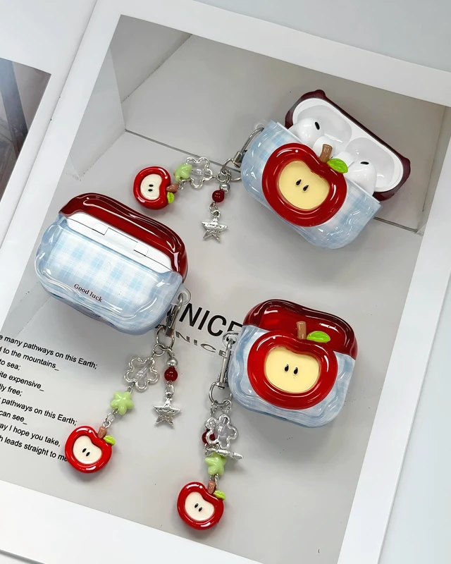 Alt view image 7 of 7 - Compatible with AirPods Pro 2/1 Case Cute Wave Design Shockproof Protective Cover for Girls Women with Keychain Designed for AirPods Pro 2nd/1st Generation