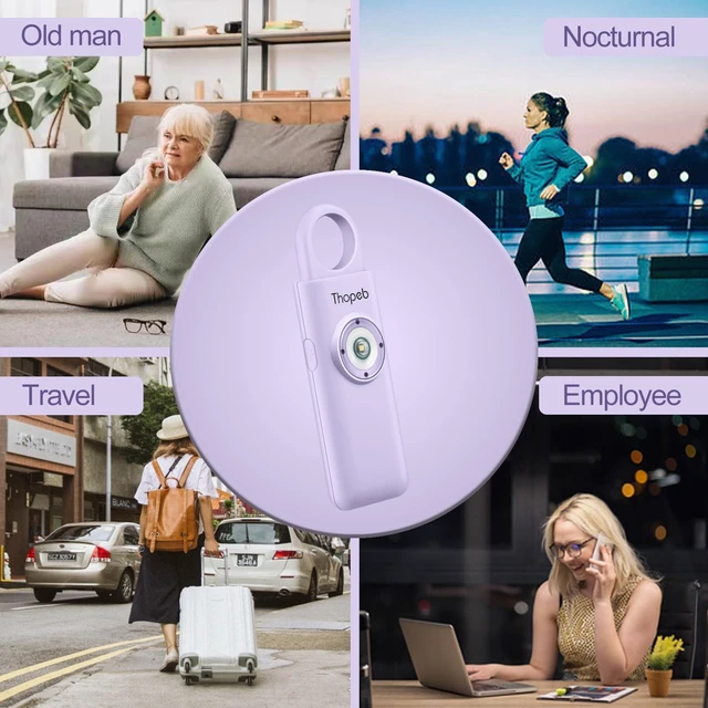 Alt view image 6 of 7 - Personal Safety Alarm for Women Upgraded Rechargeable Strobe with Separate Switch, 135dB Siren, Long-Lasting Protection, Stylish Keychain (Purple)