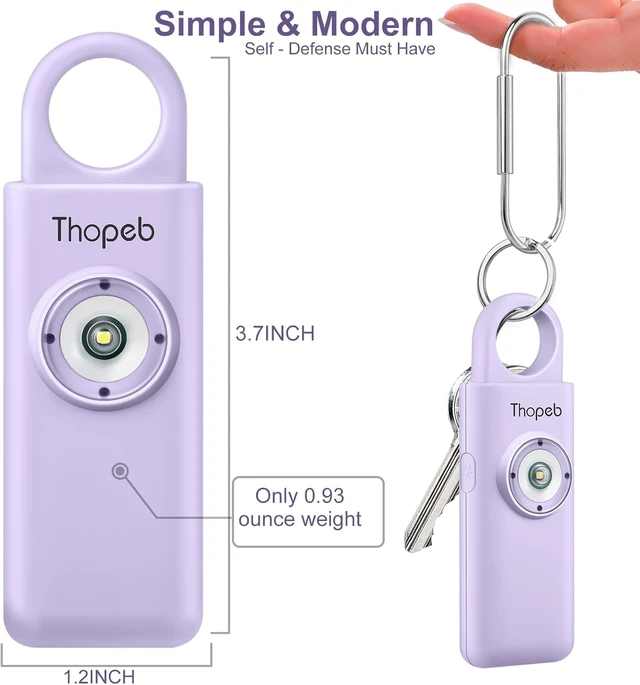 Alt view image 7 of 7 - Personal Safety Alarm for Women Upgraded Rechargeable Strobe with Separate Switch, 135dB Siren, Long-Lasting Protection, Stylish Keychain (Purple)