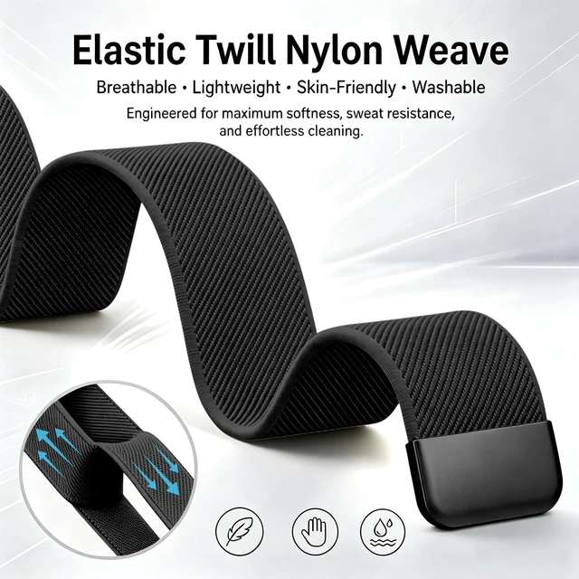Alt view image 3 of 7 - Magnetic Sport Nylon Band Compatible with Google Fitbit Air Active Band Magnetic Clasp Soft Stretchy Nylon Band for Women MenAdjustable Breathable Wristband Ultra-thin & Lightweight Replacement