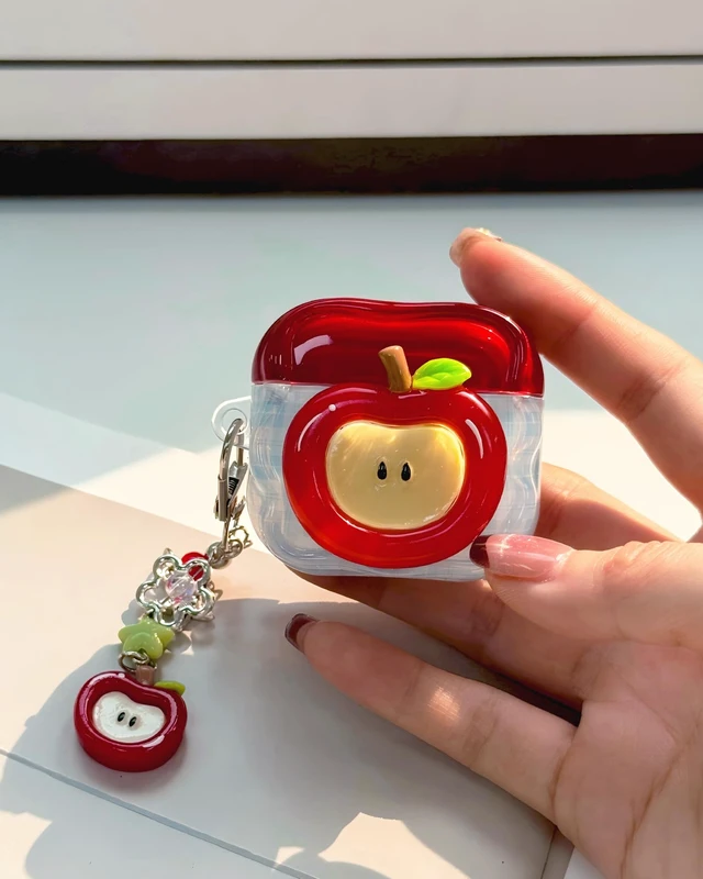 Alt view image 5 of 7 - Compatible with AirPods 5 Case/AirPods 4 Case Cute Wave Design Shockproof Protective Cover for Girls Women with Keychain Designed for AirPods 5th / 4th Generation
