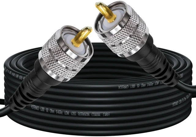 Main image of CB Coax Cable 15FT, L200 Coaxial Cable with PL259 Connectors 50 Ohm (LMR200 Equivalent), Low Loss & Flexible & Durable - 50 Ohm, for CB Ham Radio Antenna HF/VHF