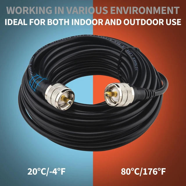 Alt view image 4 of 7 - CB Coax Cable 15FT, L200 Coaxial Cable with PL259 Connectors 50 Ohm (LMR200 Equivalent), Low Loss & Flexible & Durable - 50 Ohm, for CB Ham Radio Antenna HF/VHF