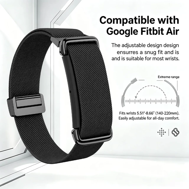 Alt view image 5 of 7 - Magnetic Sport Nylon Band Compatible with Google Fitbit Air Active Band Magnetic Clasp Soft Stretchy Nylon Band for Women MenAdjustable Breathable Wristband Ultra-thin & Lightweight Replacement