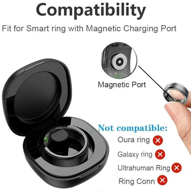 Alt view image 2 of 7 - Magnetic Smart Ring Charging Case, for Hitienx, Lifebee, COLMI, YoR by Letsfit TM11 Fitness Ring Charging Box Small Portable Charger for Smart Rings(Magnetic Case. Not Wireless Charging!)