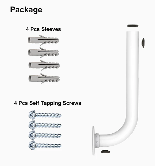 Alt view image 4 of 6 - Pole Mount, Antennas Mount,Easy Installation Pole for Outside Home Antenna Installation. Hide and Protect Cable of Equipment. (White, 11.8 in)