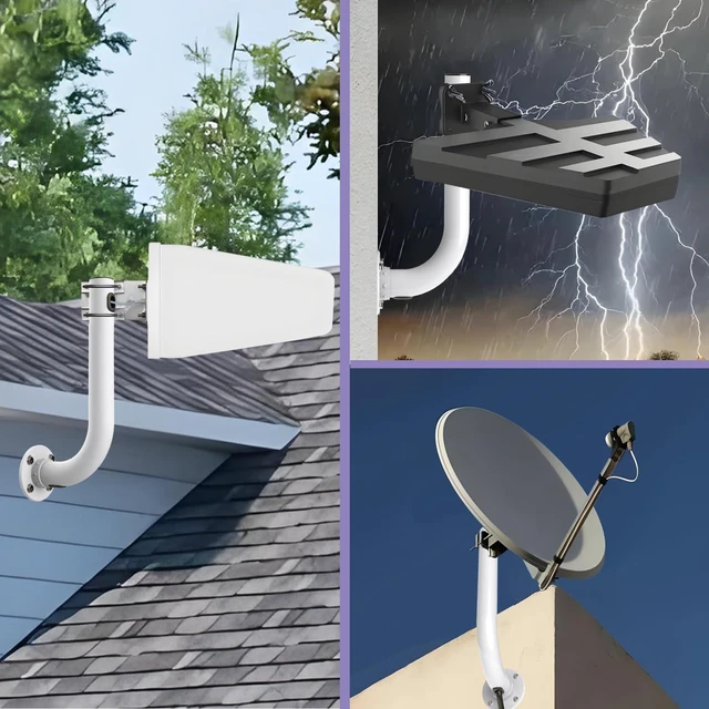 Alt view image 6 of 6 - Pole Mount, Antennas Mount,Easy Installation Pole for Outside Home Antenna Installation. Hide and Protect Cable of Equipment. (White, 11.8 in)