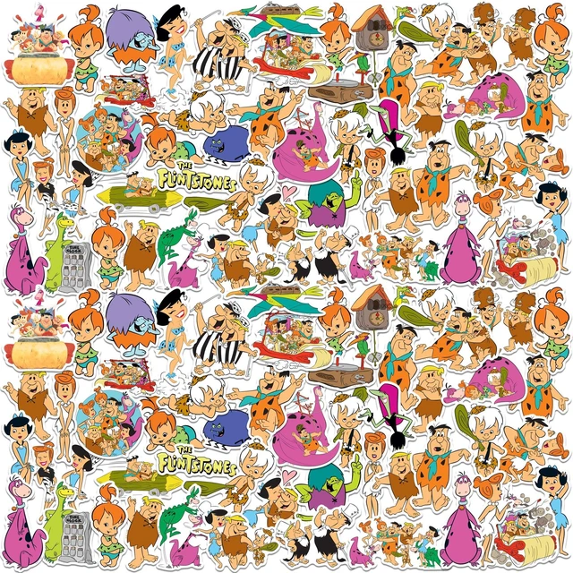 Main image of The Flintstones 100 Sticker Pack Waterproof Vinyl Decals Officially Licensed Flintstones Stickers Great for Water Bottles, Skateboards, Luggage, Laptops, Bumpers & Cars