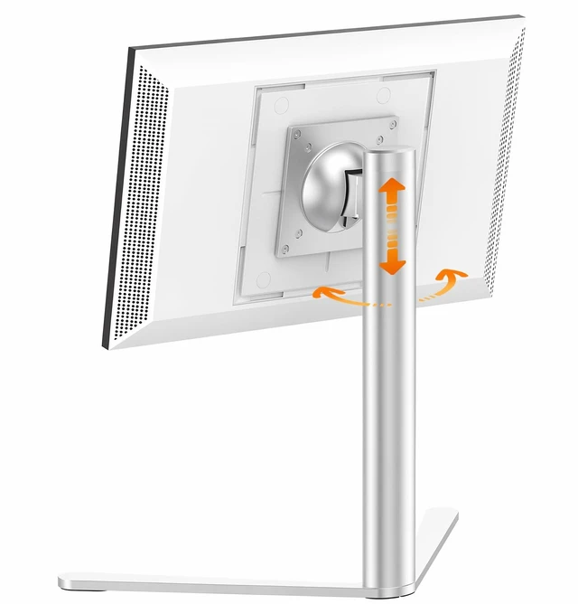 Main image of Aluminum Stand for Echo Show 15 & Display, Single-Hand Height Adjustable, Swivel & Tilt Angle, Portrait Landscape Switch, Heavy Base Stable Desktop VESA Mount for Kitchen Living Room