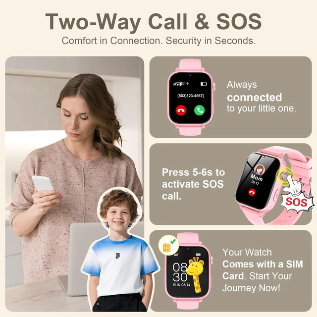 Alt view image 3 of 7 - 4G Kids Smart Watch GPS Tracker Video Voice Call gps tracker, phone call, sos call, video chat, class mode, smart watch for boys girls