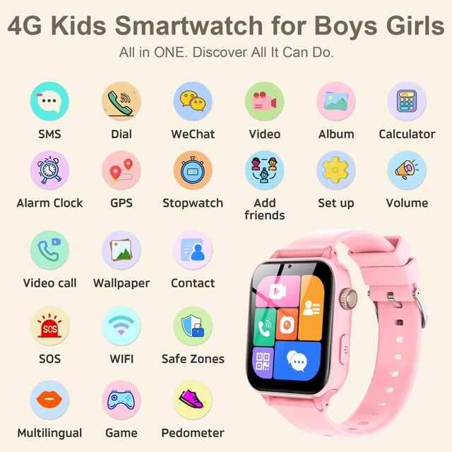 Alt view image 4 of 7 - 4G Kids Smart Watch GPS Tracker Video Voice Call gps tracker, phone call, sos call, video chat, class mode, smart watch for boys girls