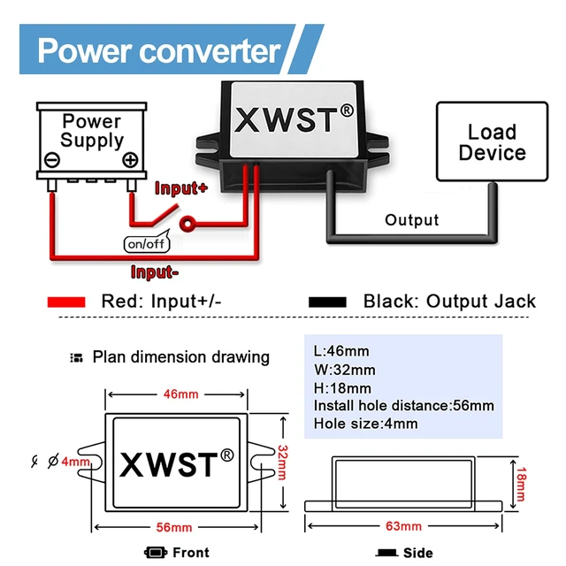Alt view image 4 of 7 - DC DC 8-85V to 5V USB Converter 12V 24V 36V 48V 60V 72V to 5V 3A 15W with Type C and USB Output Power Adapter Converter Voltage Buck Regulator,Step-Down Module,Waterproof Transformer