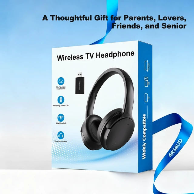 Alt view image 7 of 7 - Wireless Headphones for TV, Plug & Play, Over Ear TV Headphones Wireless with USB Transmitter, No Audio Delay, Louder and Clearer for Seniors