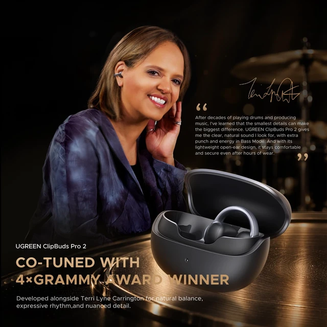 Alt view image 2 of 7 - ClipBuds Pro 2 Open Ear Earbuds Clear Calls Real Time AI Translation LDAC, Grammy Tuned Audio, 46H Playtime, 6 Mics, Hi-Res, Bluetooth 6.1, Deep Bass, Comfort, App, IP56, Clip On Headphones