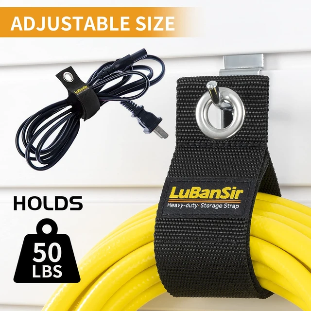 Alt view image 2 of 6 - 9 Pack Extension Cord Holder, 17-Inch for Garage Organization Extension Cord Storage Straps for Garden Hose Storage and Garage Wall Organization