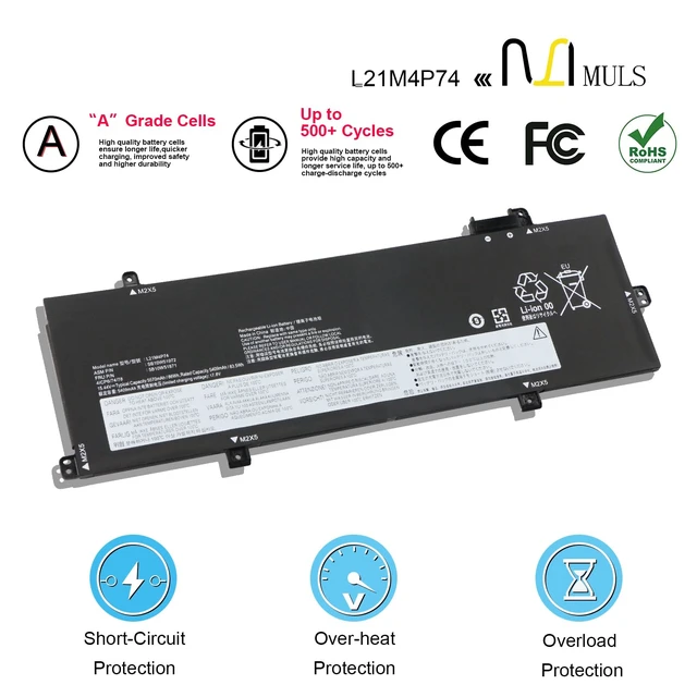 Alt view image 4 of 7 - L21M4P74 L21C4P72 Laptop Battery for Lenovo ThinkPad T16 Gen 1/Gen 2 P16S Gen 1/Gen 2 Series L21D4P73 L21M4P73 L21D4P72 L21L4P72 15.44V 86Wh With tools Office work, Online study, Business trip