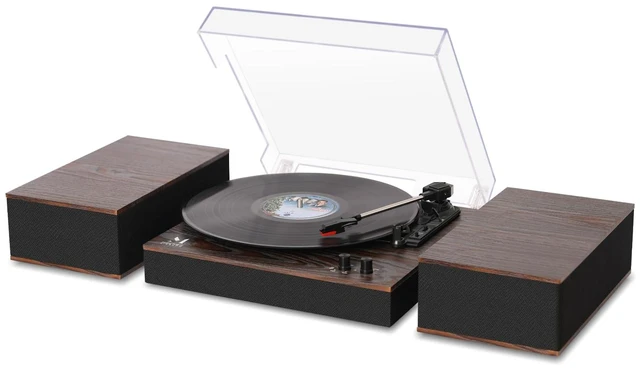 Main image of Bluetooth Record Player Turntable HiFi System with Bookshelf Speakers 3-Speed Belt-Drive Vinyl Turntable for Vinyl Records with Wireless Playback and Auto-Stop
