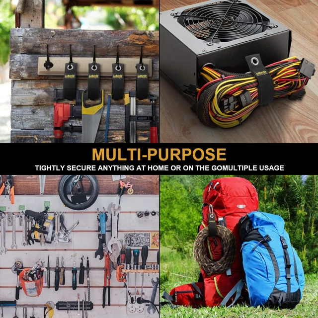 Alt view image 6 of 6 - 9 Pack (10"/13"/17") Extension Cord Holder for Organization Extension Cord Storage Straps for Garden Hose Storage and Garage Wall Organization