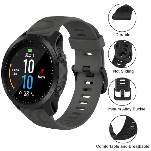 Alt view image 5 of 5 - Waterproof Band Compatible with Forerunner 945/935 Watch Band Soft Silicone Breathable Sports Adjustable Replacement Wristbands for Women Men, Grey