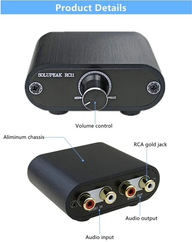 Alt view image 4 of 7 - RCA Audio Volume Controller, line Volume Control Box, Mini attenuator knob -RC11