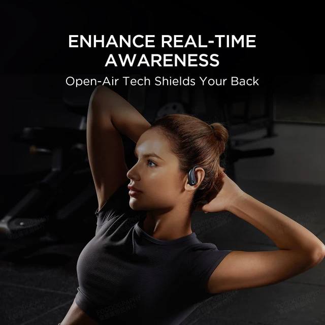 Alt view image 5 of 7 - S50 Fit Open Earbuds, Open-Ear Wireless Bluetooth Headphones Bluetooth 5.3 with 4 Microphone, Light Earbuds with Earhooks for Sports Running, IPX7 38H-Playtime, Preset EQ Via App (Gray)