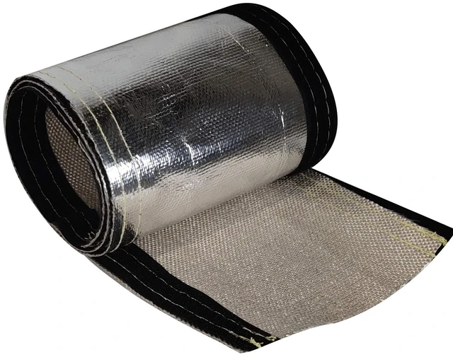 Alt view image 2 of 2 - Heat Shroud 3/4" ID 10 ft Aluminized Sleeving Lightweight Aluminum Fiberglass Insulated Shield Sleeve for 3/4 OD Braided Hoses, Fuel Lines, Cables or Electrical Wiring Ultimate Heat Protection