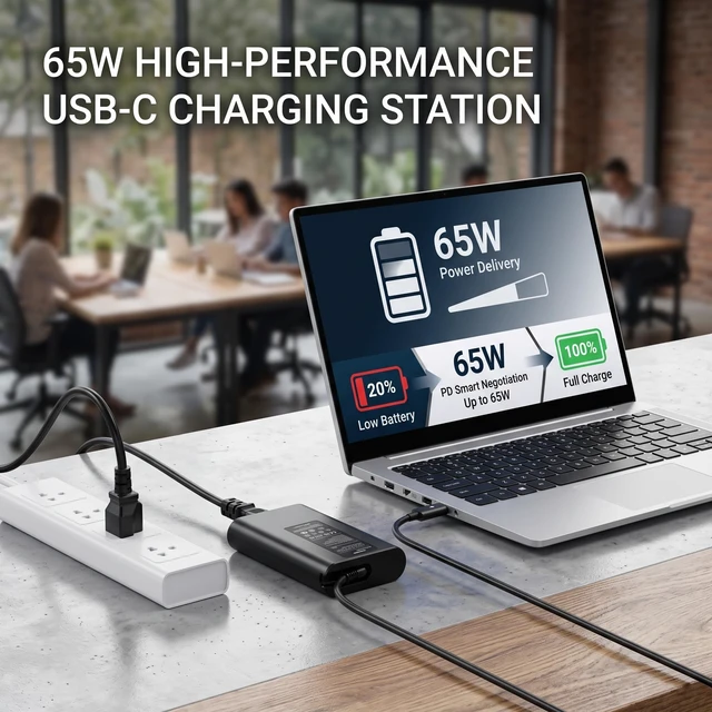 Alt view image 2 of 7 - 65W/watt Dell USB-C Laptop Charger Slim Power Adapter, for Dell Latitude 5289 5420 5289 5590 7420 7390 7490, Dell XPS 13 9360 9365 9370 9333 9380 Computer AC Adapter Power Cord