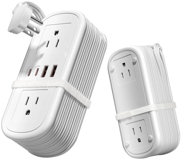 Main image of 8 in 1 Travel Power Strip with USB C Ports - 4.9FT Wrap-Around Extension Cord, Compact Power Strip with 2 A & 2 C & 4 AC Ports for Multiple Devices for Travel/Dorm/Office, Travel Essentials (1 Pack)